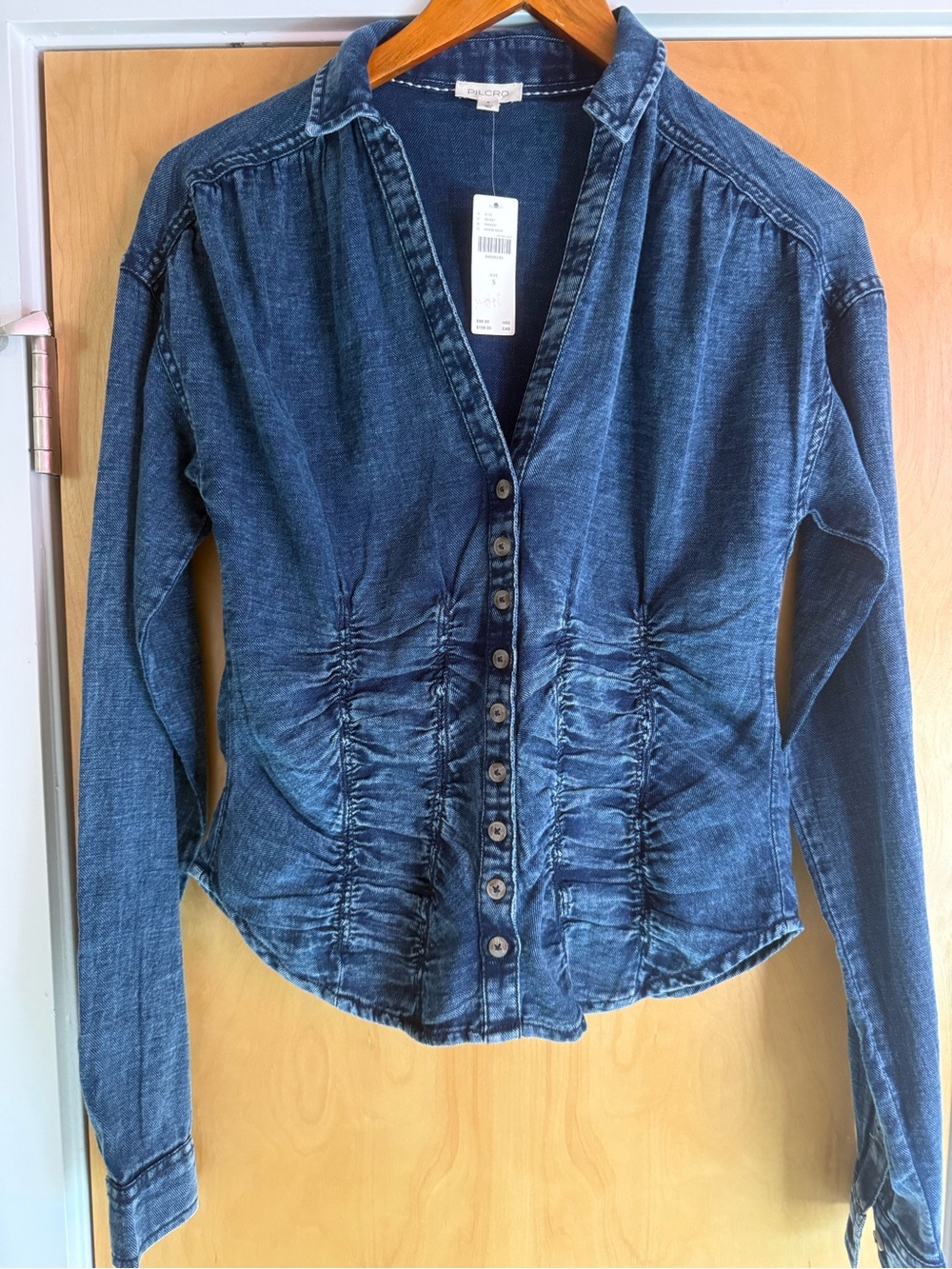 Pilcro Dark Blue Denim Button-Front Shirt. Size Small. NWT